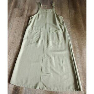 Classic Elements Women's Church Dress Size Small pockets Green Long Khaki
